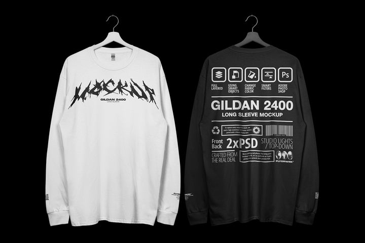 Gildan 2400 Long Sleeve Mockup - Hanging