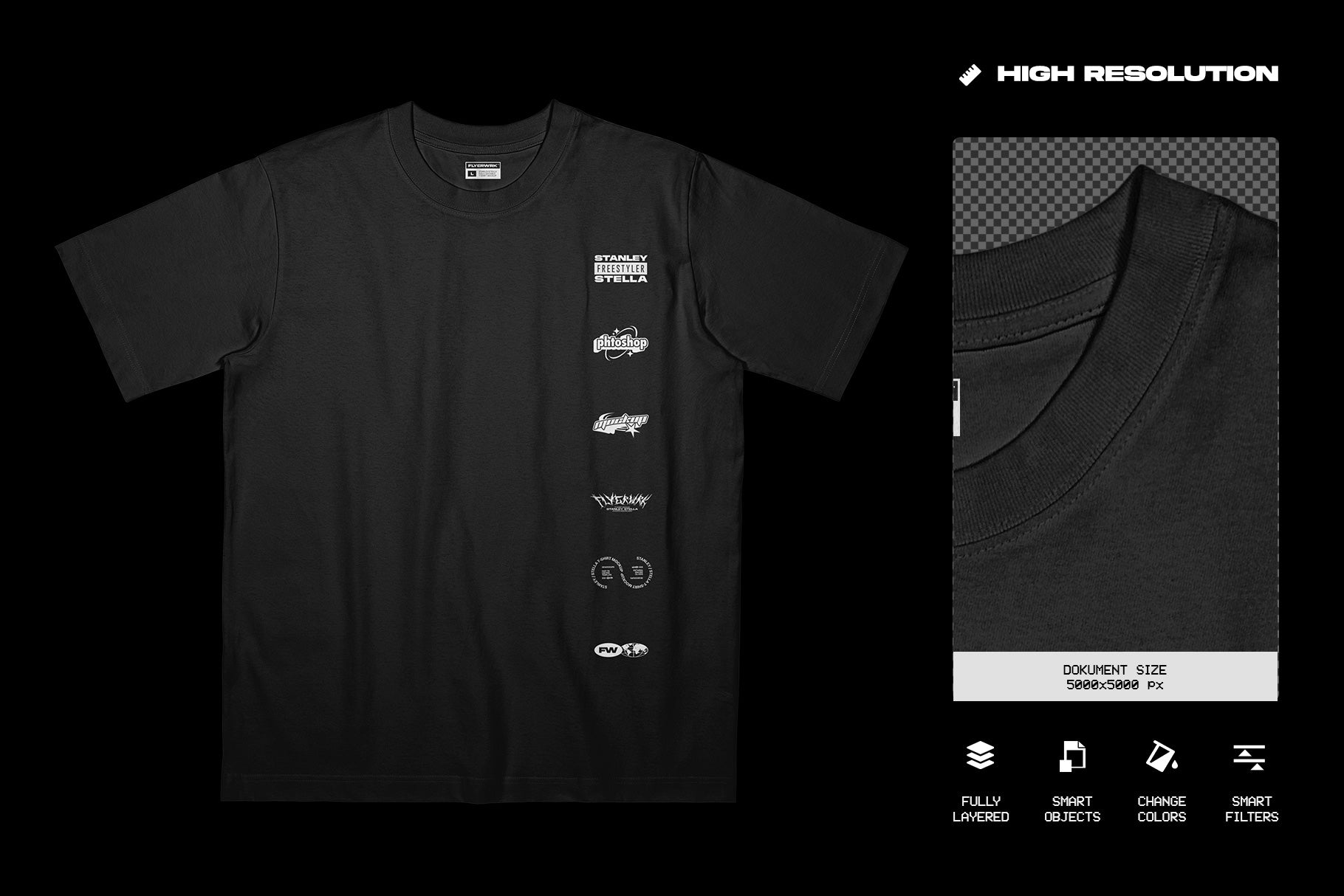 Stanley Stella T shirt Mockup Flat lay flyerwrk